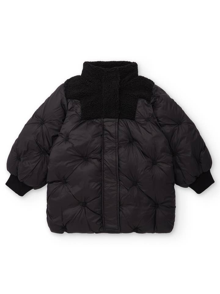 Mädchen-Steppmantel in Schwarz mit Schafkragen für den Großhandel von tuc tuc