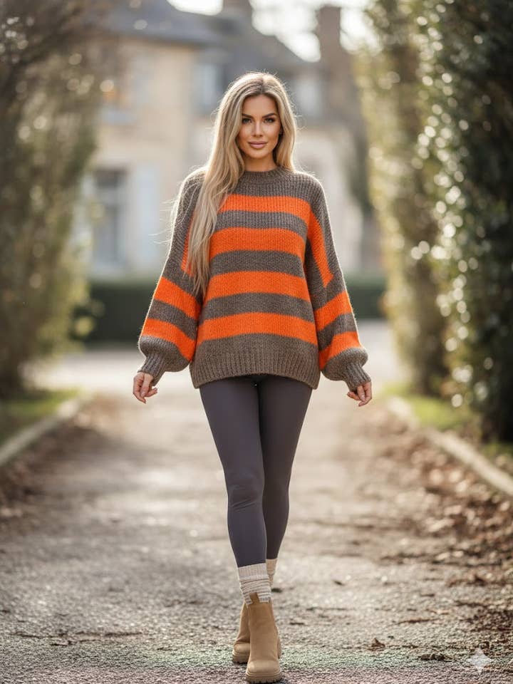 Oversized Striped Sweater for wholesale by VICTORIA&ISAAC