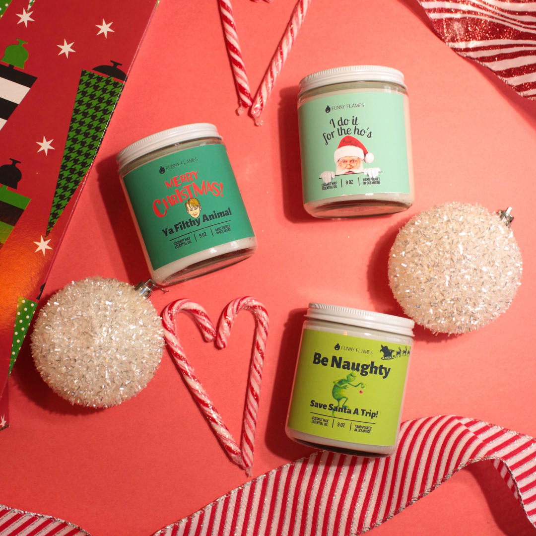 Funny Flames Candle Co - Les Creme - Wholesale Jar/filled candle - Be Naughty, Save Santa A Trip!- Funny Holiday Candle 9oz5