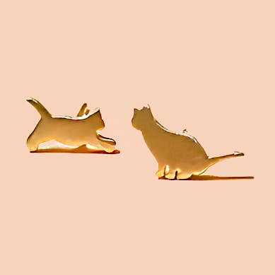 Peter and June - Wholesale Stud/Post Earrings - Cat Therapy Studs - 18K Gold Plated / Silver Rhodium Plated0