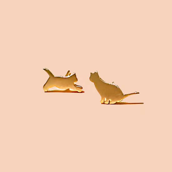 Peter and June - Wholesale Stud/Post Earrings - Cat Therapy Studs - 18K Gold Plated / Silver Rhodium Plated