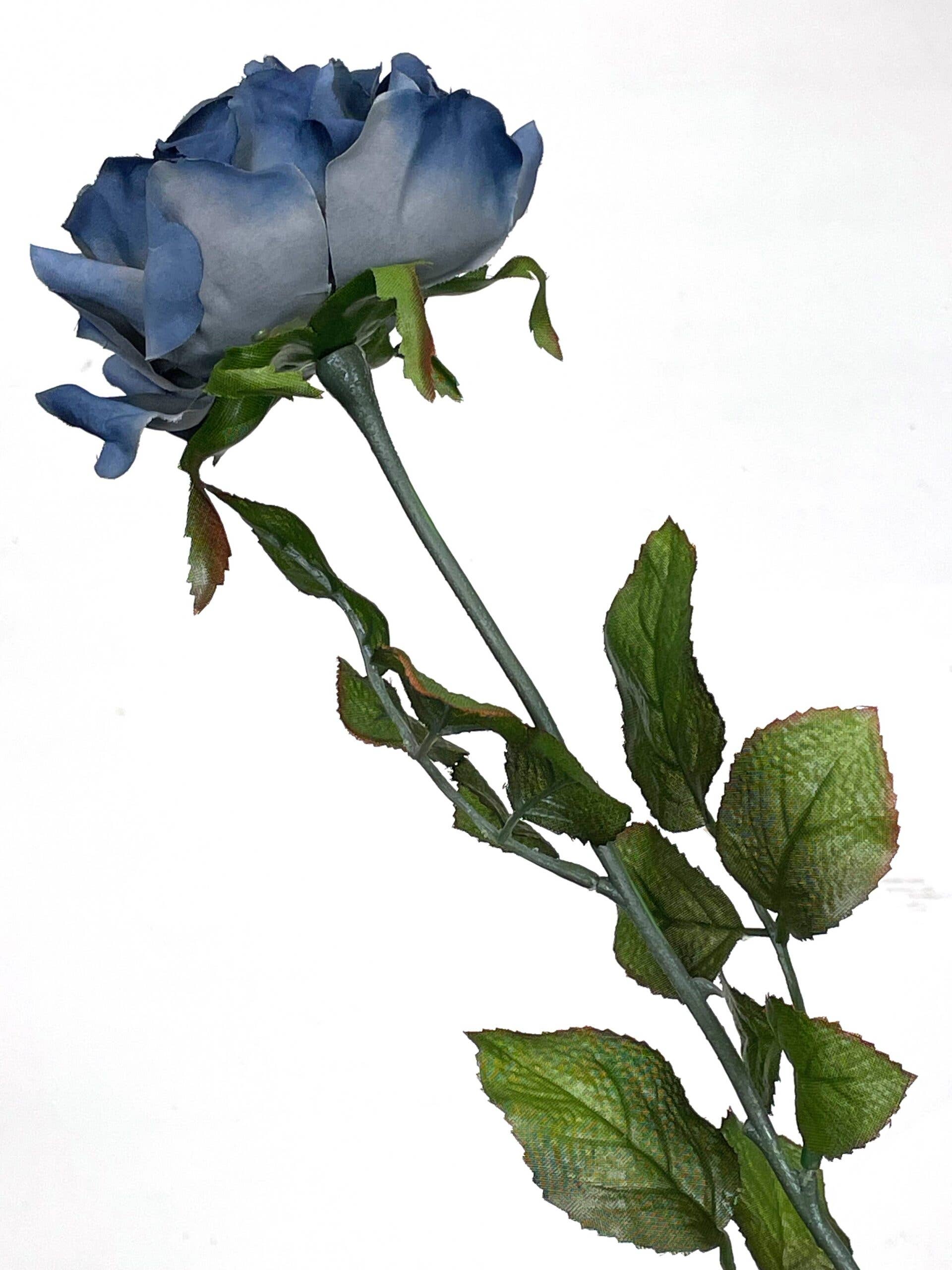 Cappel's Inc. - Wholesale Artificial Flowers - Silk, Single Curled Rose - Copen Blue1