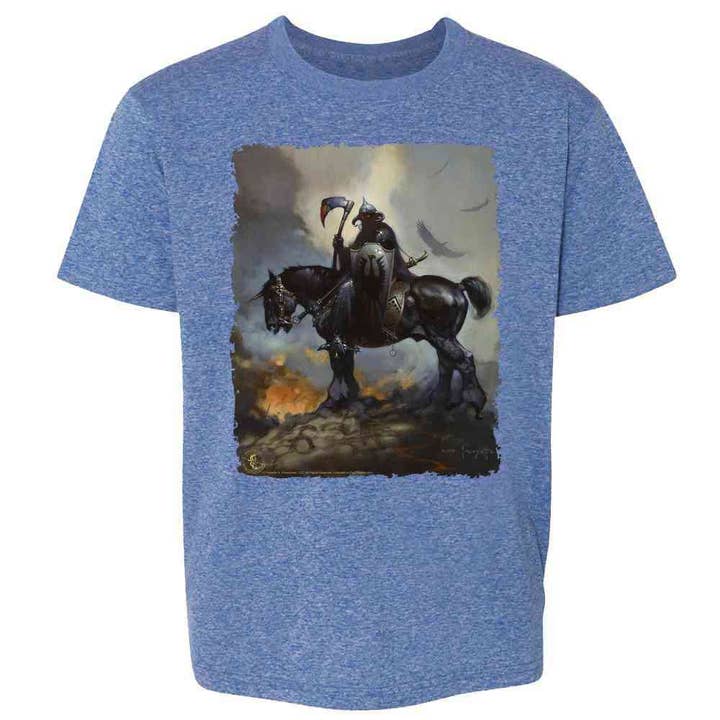 Pop Threads - Venta al por mayor Camiseta serigrafiada - Niños - Camiseta Death Dealer de Frank Frazetta Art Horror para niños y jóvenes7