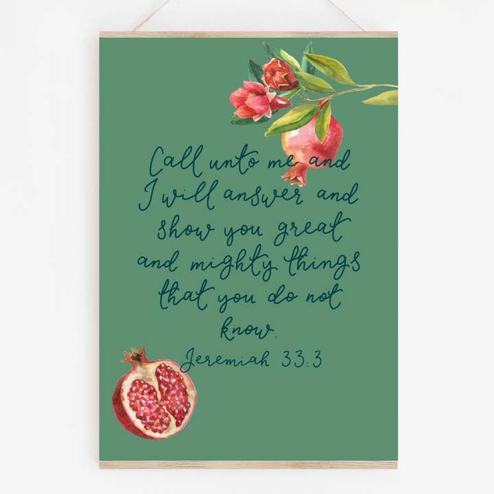 Christian Print, call unto me, green print, religious decor for wholesale by And Hope Designs - Cards, Stickers & Stationery