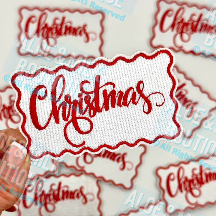 Aloe and Milk Boutique - Wholesale Patch - Christmas Script Patch, santa, iron on patches