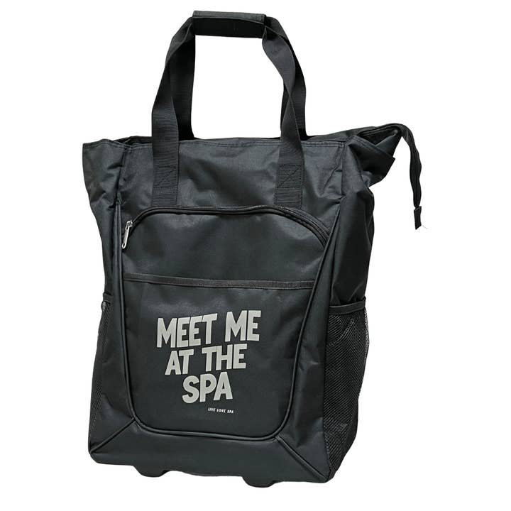 NEW Meet Me at the Spa Rolling Trade Show Tote | Live Love Spa for wholesale by Lucky Owl