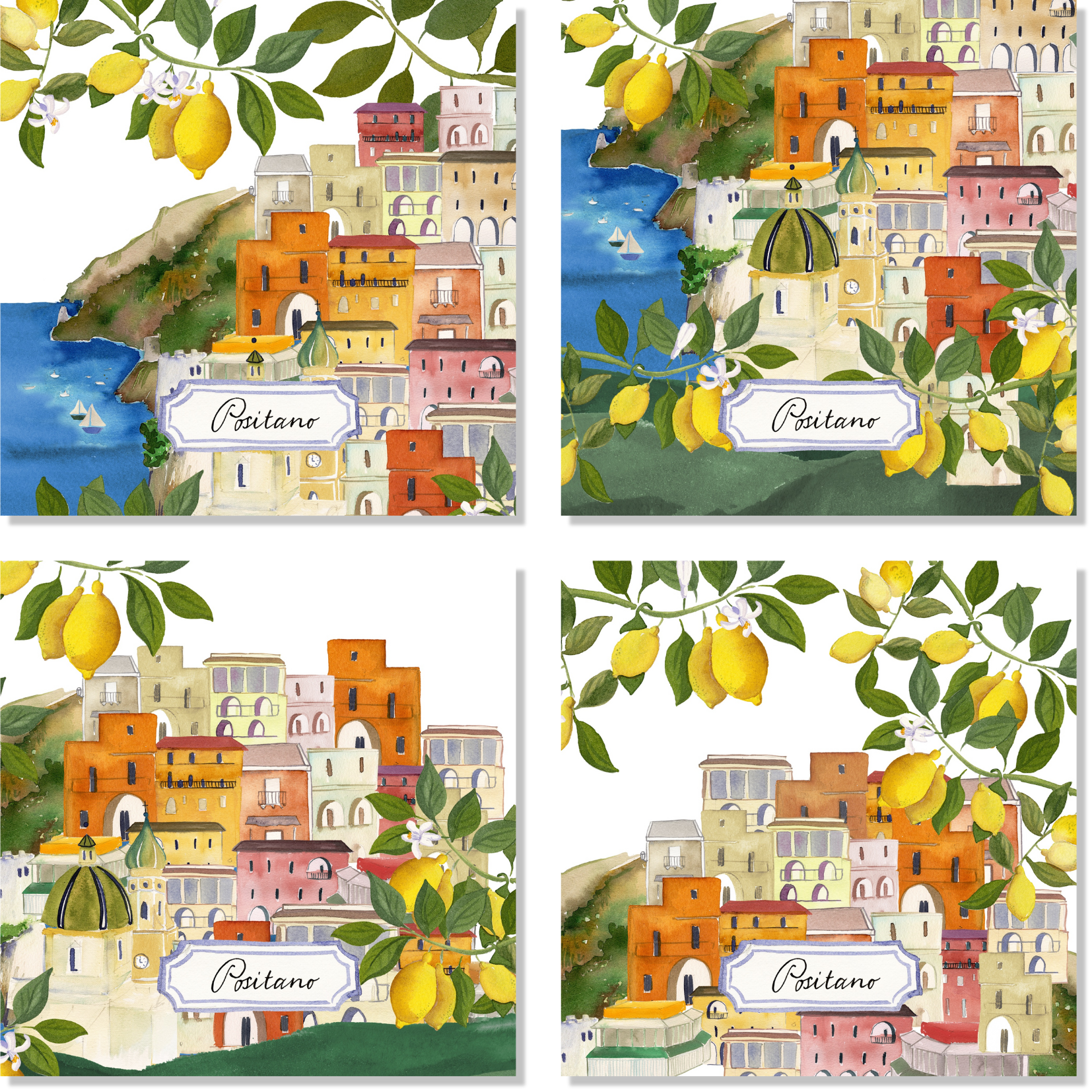 The Napking - Wholesale Dinner & Cloth Napkin - Set Of 4 Napkins "Positano" 100% Made in Italy0