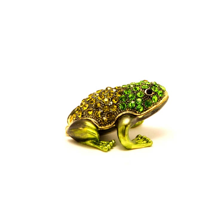 Ciel Collectables - Wholesale Jewelry Box/Organizer - Small Frog Trinket Box. Hand Set Green Swarovski Crystals