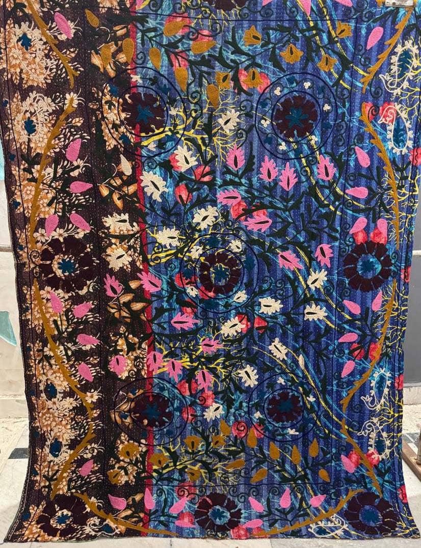 GYPSY STUDIO - Wholesale Quilt - Cotton Kantha Handcrafted Quilt Floral Embroidery Quilts 2