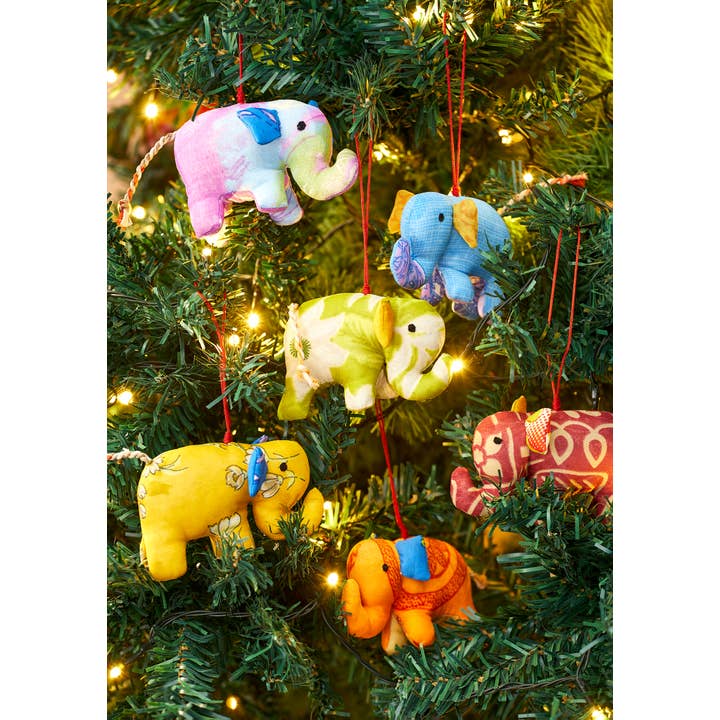 Namaste - Wholesale Ornament - Recycled Sari Decoration - Elephant3