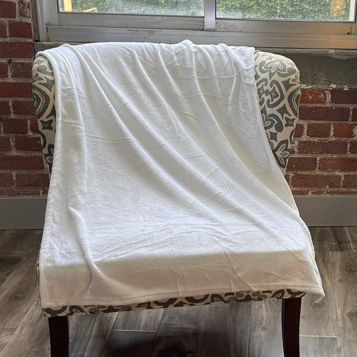 Sublimationsplaid i 100 % polyester fleece, hvid for engroshandel hos BloomAngel