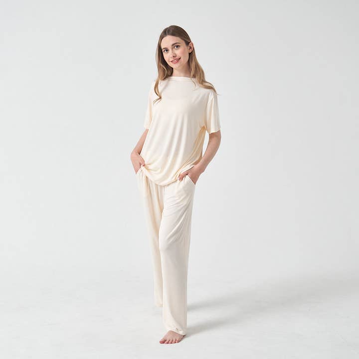 Silky Soft Adult TENCEL™ Modal Pajama Set - Yellow for wholesale by Little Plant