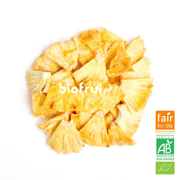 BIOFRUI1981 / Ex-Biofruisec – wholesale Dried/dehydrated fruit – Organic Fair Trade Cayenne Pineapple from Togo Dried Pieces Bulk 2kg