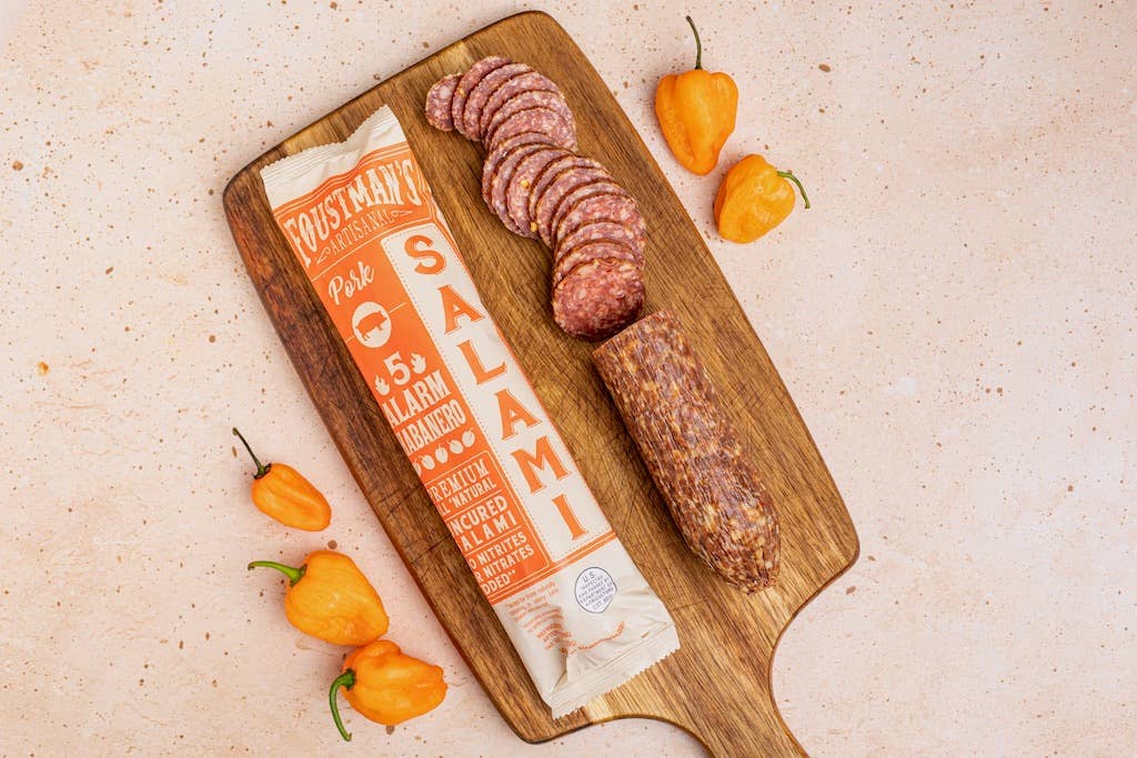 Foustman's Salami - Vente Salamis - PORC HABANERO | SALAMI NON SALÉ ENTIÈREMENT NATUREL FOUSTMAN'S - 8oz1