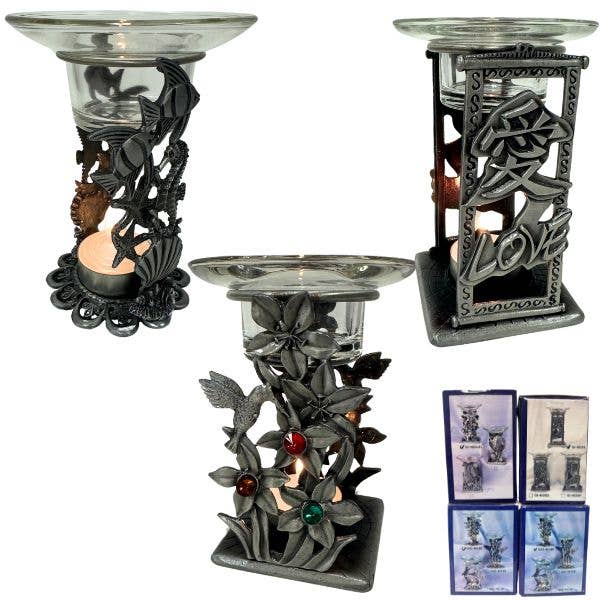 St. Louis Wholesale LLC - Wholesale Candle Holder - Candle Holders - Heavy Gauge 4" Pewter Ornamental With Glass