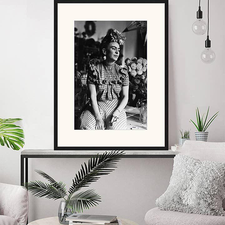 Black Thoughtful - Frida Kahlo. Wall art print with frame. for wholesale on Faire13