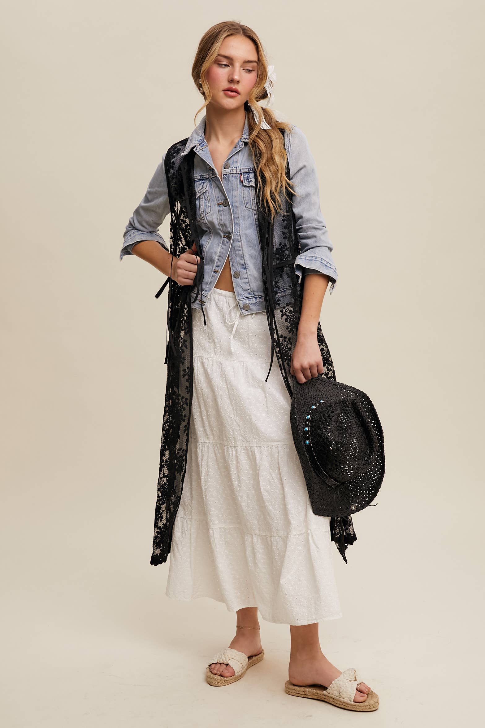 Listicle - Wholesale Outerwear Vest - Women's - Sheer Floral Embroidered Lace Vest23