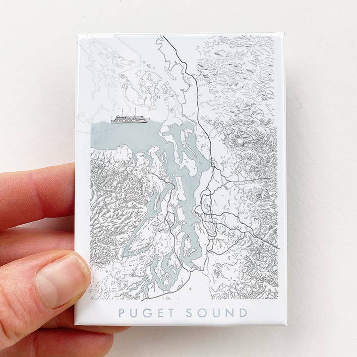 PUGET SOUND Washington Map: MAGNET for wholesale by Turn-of-the-Centuries