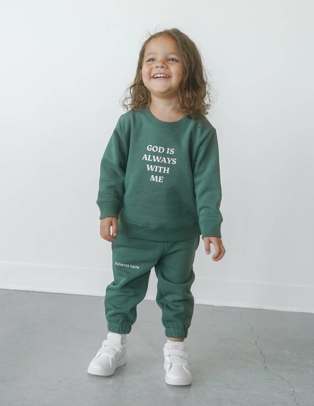 Wholesale God Is Always With Me Green Kids Sweatpant for your store - Faire