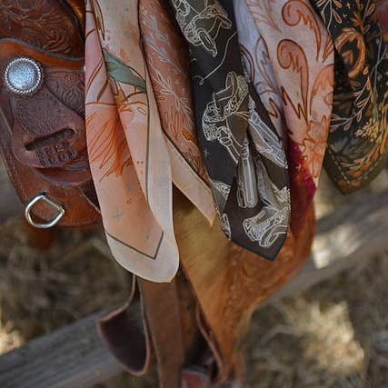 Tirzah Lane Art - Wholesale Scarf - Women's - September Ride Cowgirl Silk Scarf Wild Rag6