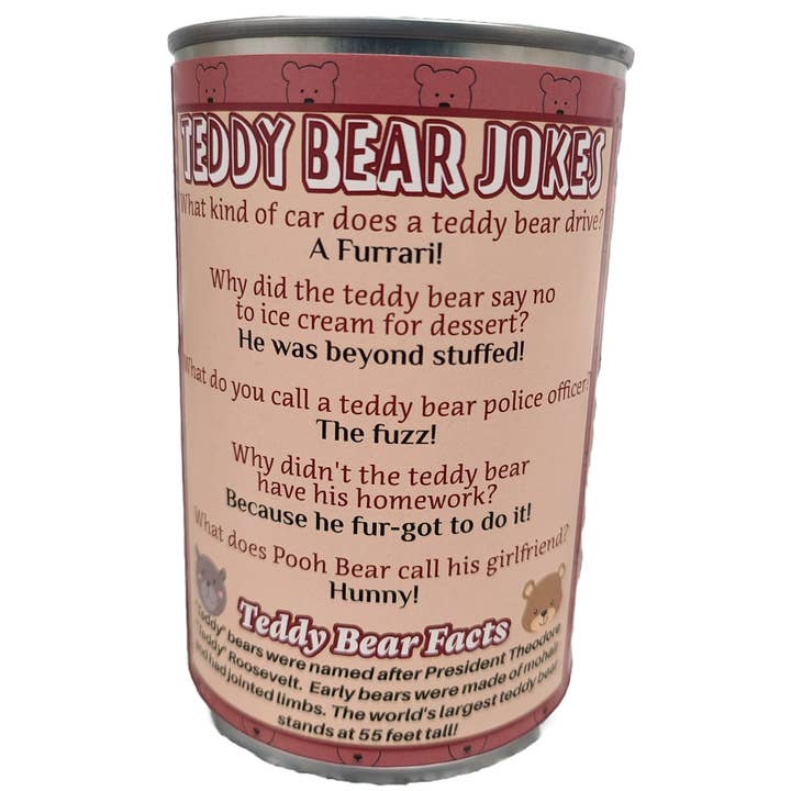 Canned Gifts – wholesale Gag gift/novelty gift – Canned Teddy Bear | Valentine's Gift | Plush in Can w/Jokes