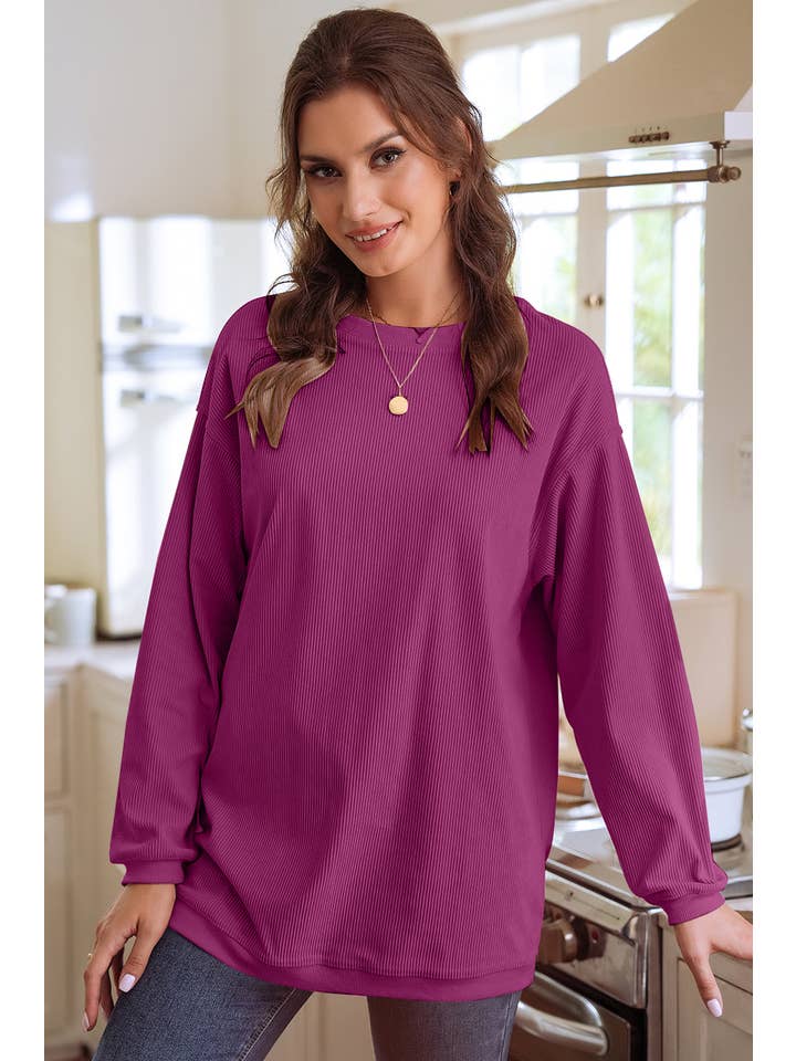 1 the Woman - Vente Sweat-shirt – femme - Sweat-shirt surdimensionné en velours côtelé S-3XL/ 16 couleurs10