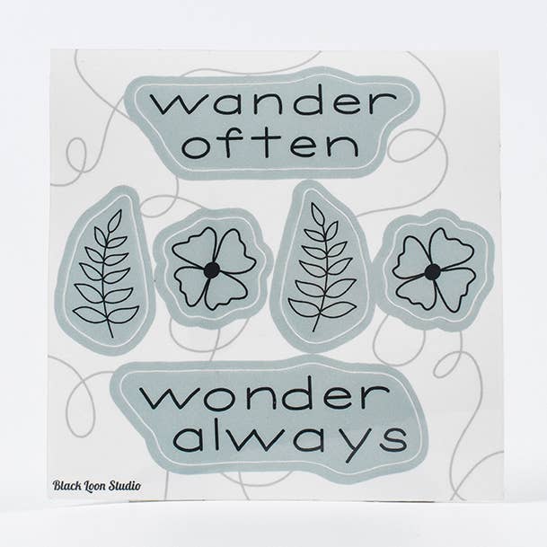 Wander Wonder Sticker Sheet for wholesale by Black Loon Studio