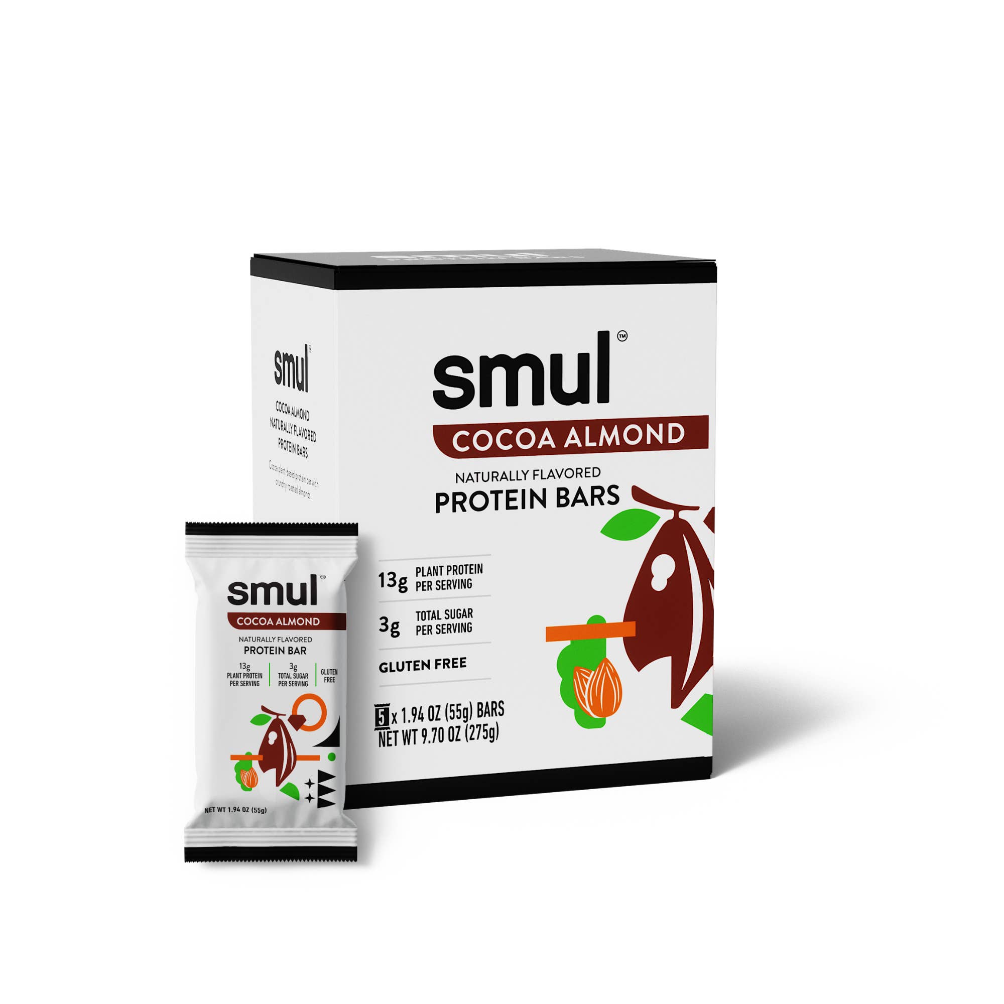 smul - Wholesale Snack Bar - Cocoa Almond Protein Bar 1.94 oz x 5 Pack