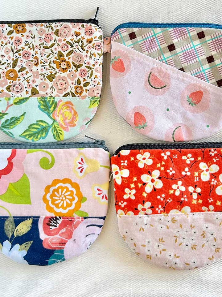 Eco fabric scrap Mix. ROUND ZIPPER BAG Coin Purse Wallet for wholesale by edeenut