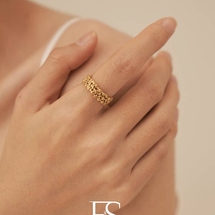 Furano Studio - Wholesale Band/Stacked Ring - 18K Gold Plated Twisted Band Ring, Stacked Band Ring