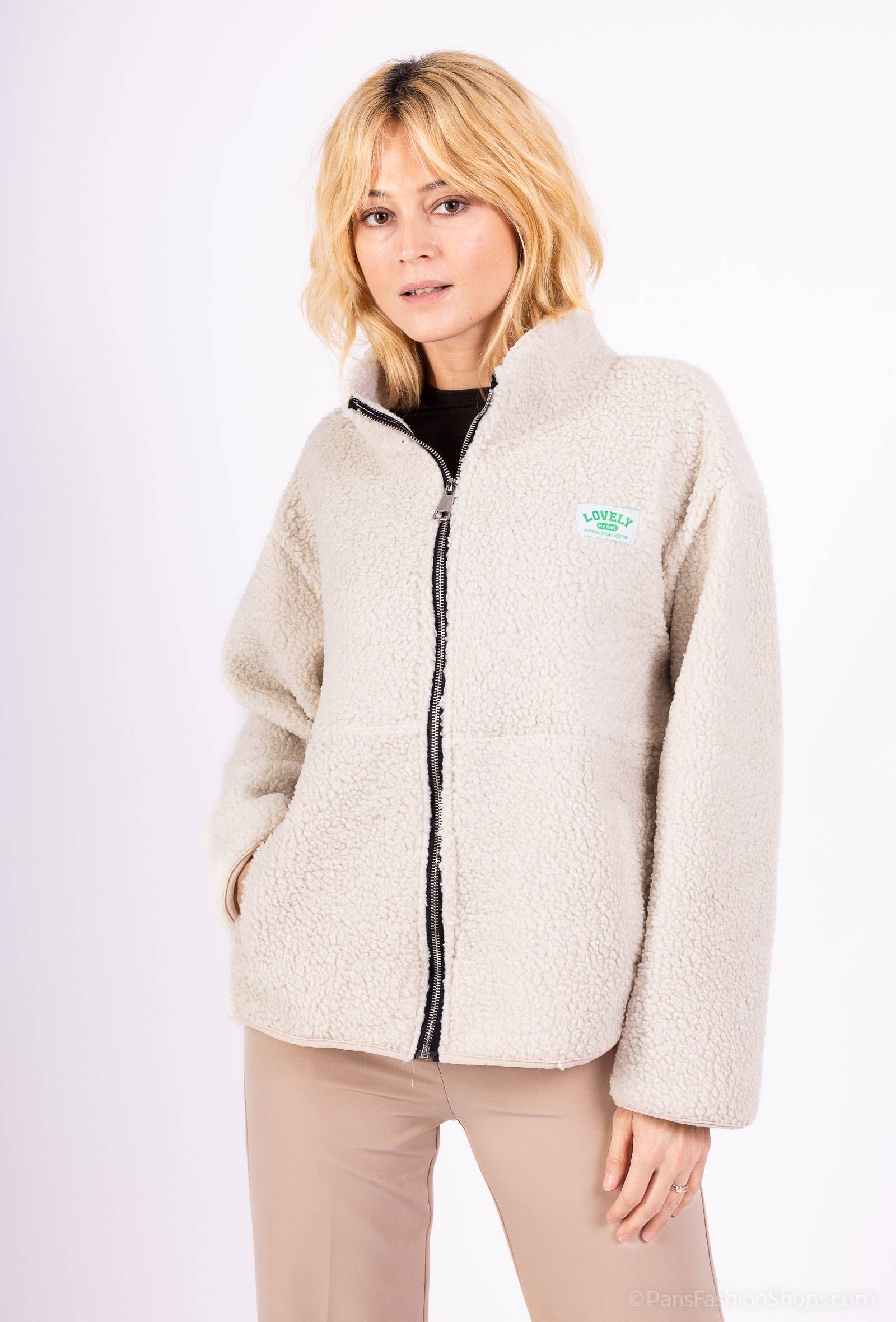 Pépouz' Paris - Wholesale Fleece - Women's - Fleece jacket with zipper closure and patch PV2560