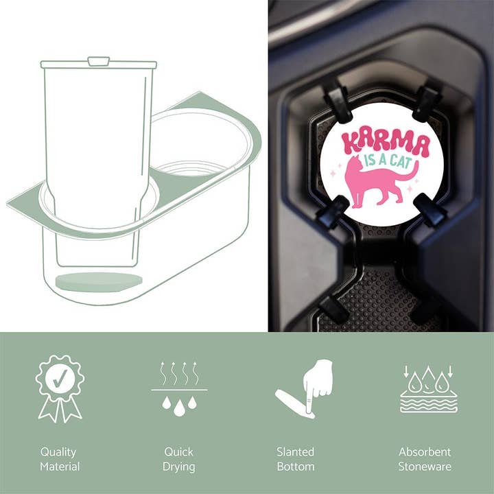 Clairmont & Co - Wholesale Car Coaster - Women's - Car Coaster-Karma Is A Cat6