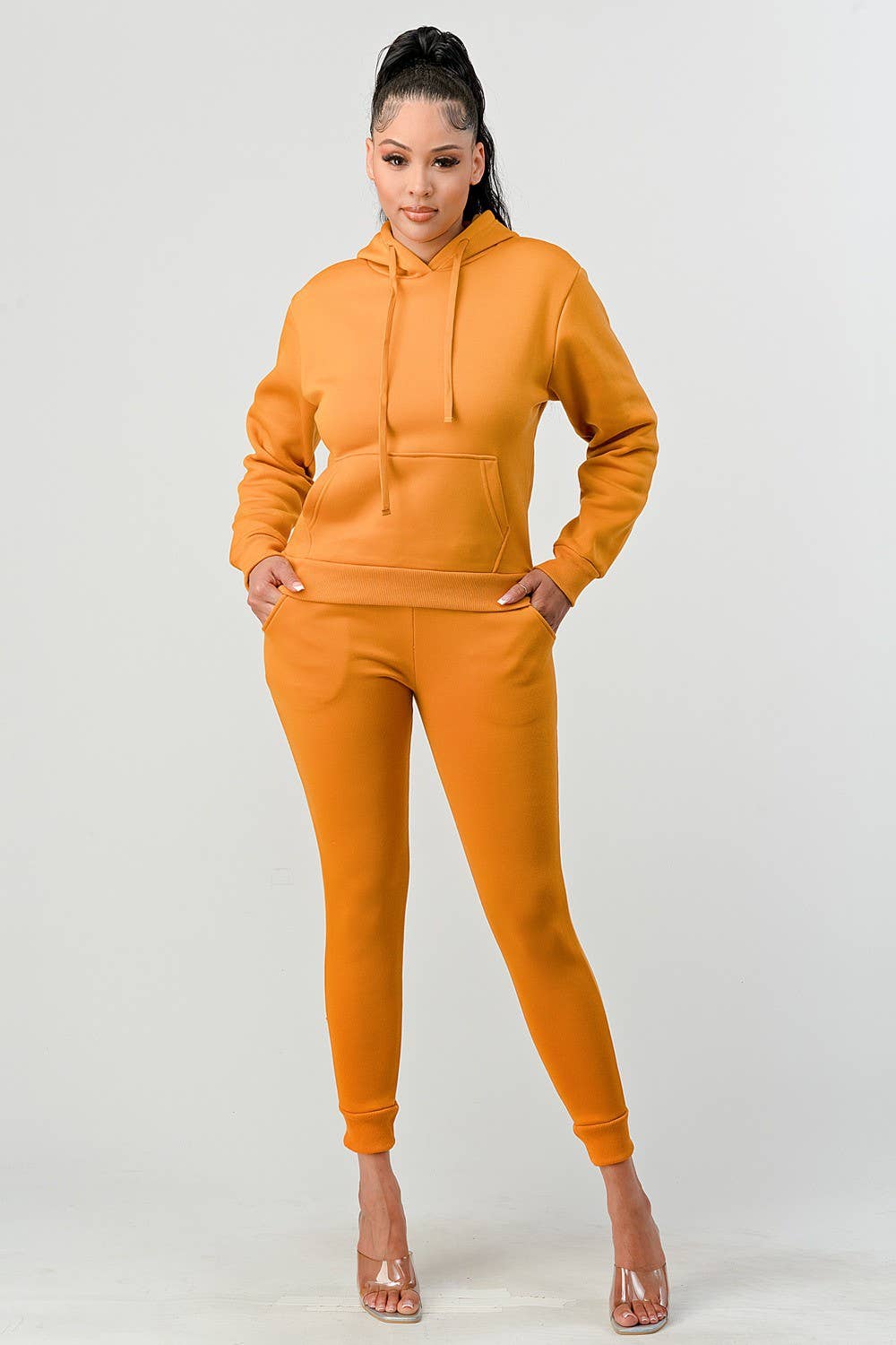 Boswell - Wholesale Lounge Set - Women's - Solid Hoodie Jogger Set With Front Pocket1