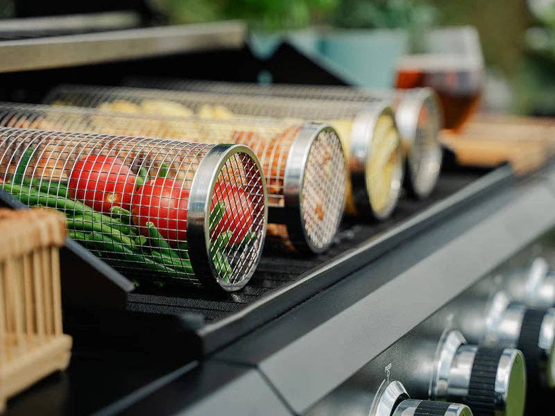 FlipFork - Wholesale Outdoor Grill Tools - Rolling Grilling Basket (2-Pack)2