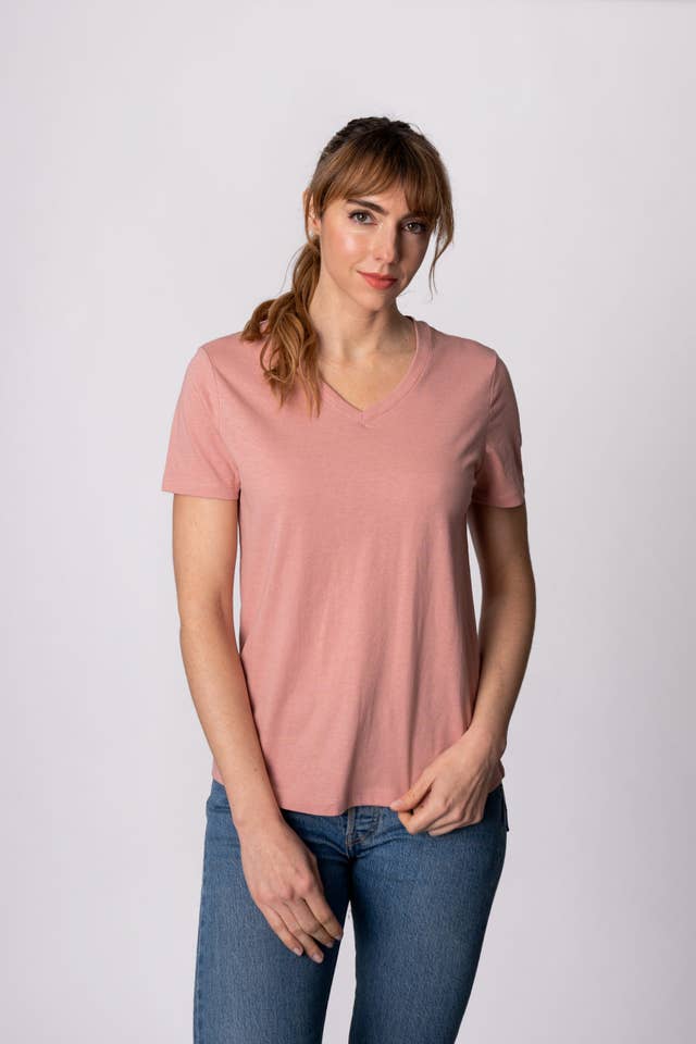Tex Leaves - Wholesale T-Shirt - Women's - Basic V-Neck T-Shirt - 100% Cotton /150g.8