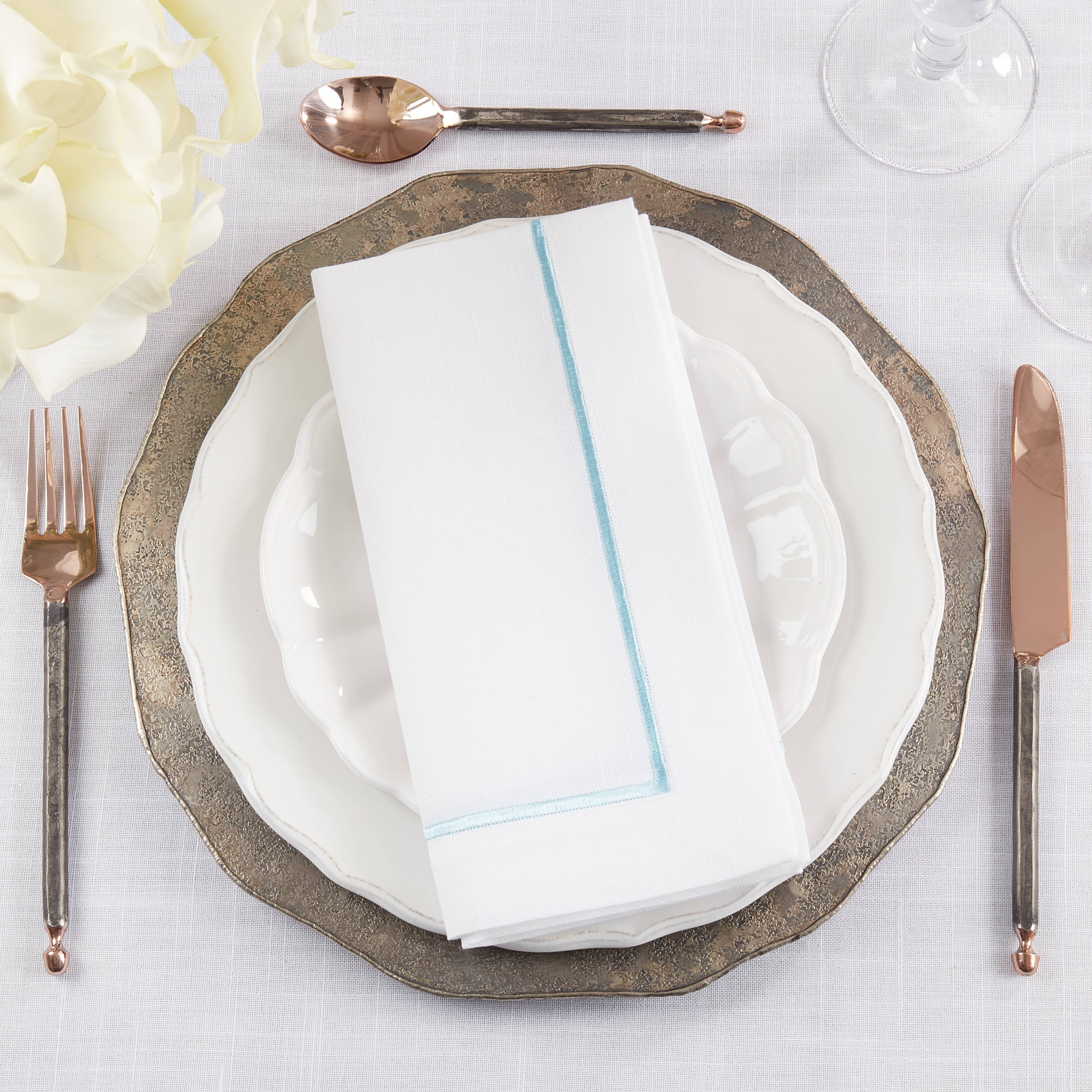 Saro Lifestyle - Wholesale Dinner & Cloth Napkin - Embroidered Line Design Napkin14