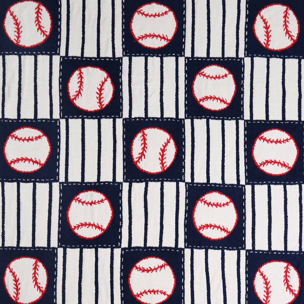 NAVY Baseball Pattern Print Cozy Throw Blanket for wholesale on Faire6