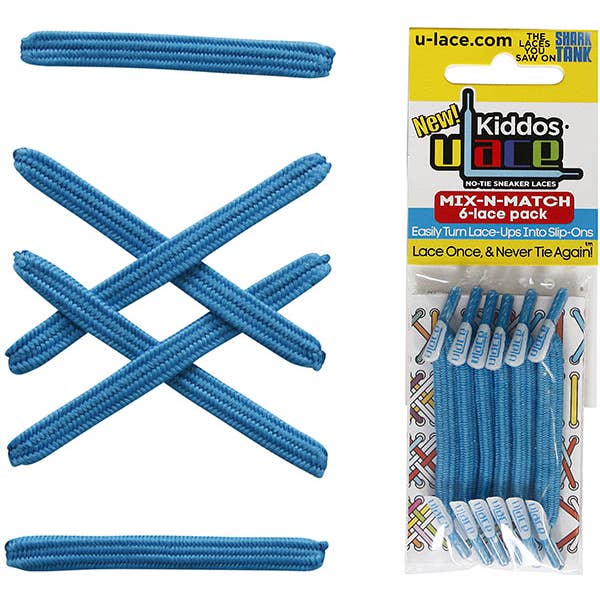 U-Lace Kiddos - Lacets sans cravate - Pack de 6 Dentelle - Bleu sarcelle pour la vente par U-Lace No-Tie Sneaker Laces