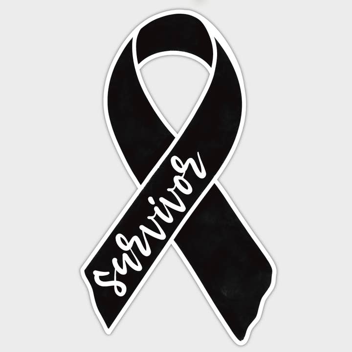 Melanoma Black Ribbon Waterproof/Weatherproof Sticker for wholesale by Amanda Dolce Designs