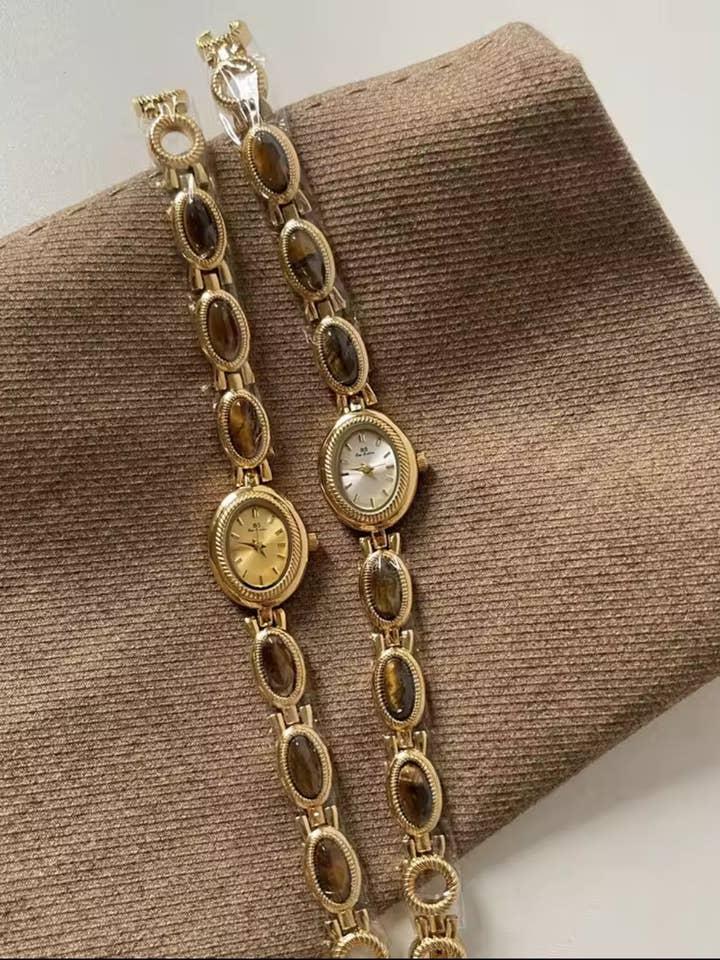 Crystal Gemstone Watch – Gold Bracelet Design – Gold Jewelry for wholesale by Earth's Gems BTQ
