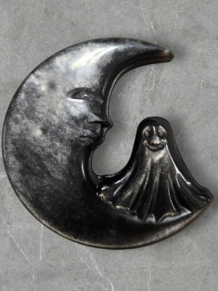 Silver sheen obsidian moon for wholesale by Eclectic Wallflower Boutique