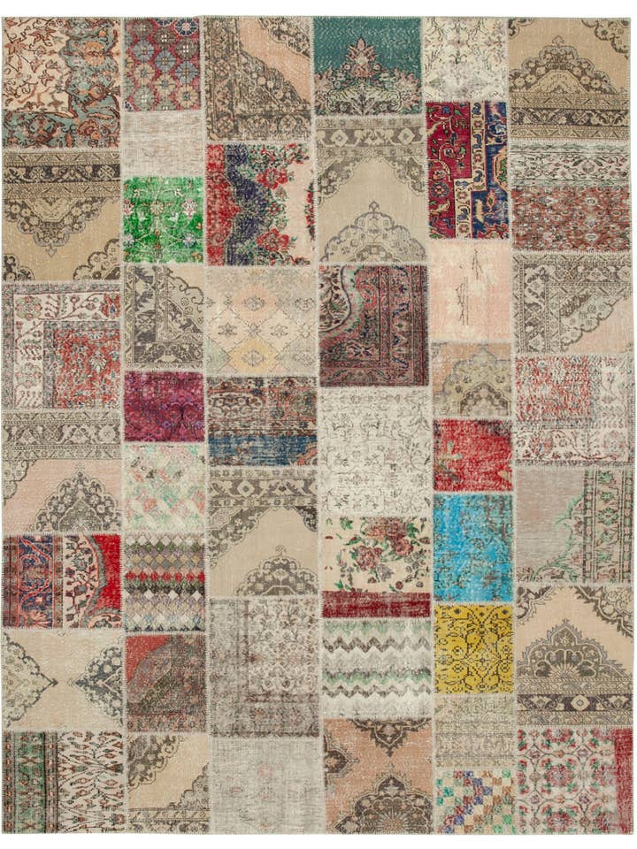 Tapis Patchwork Beige 10x13 - 15156 pour la vente par RUG N CARPET