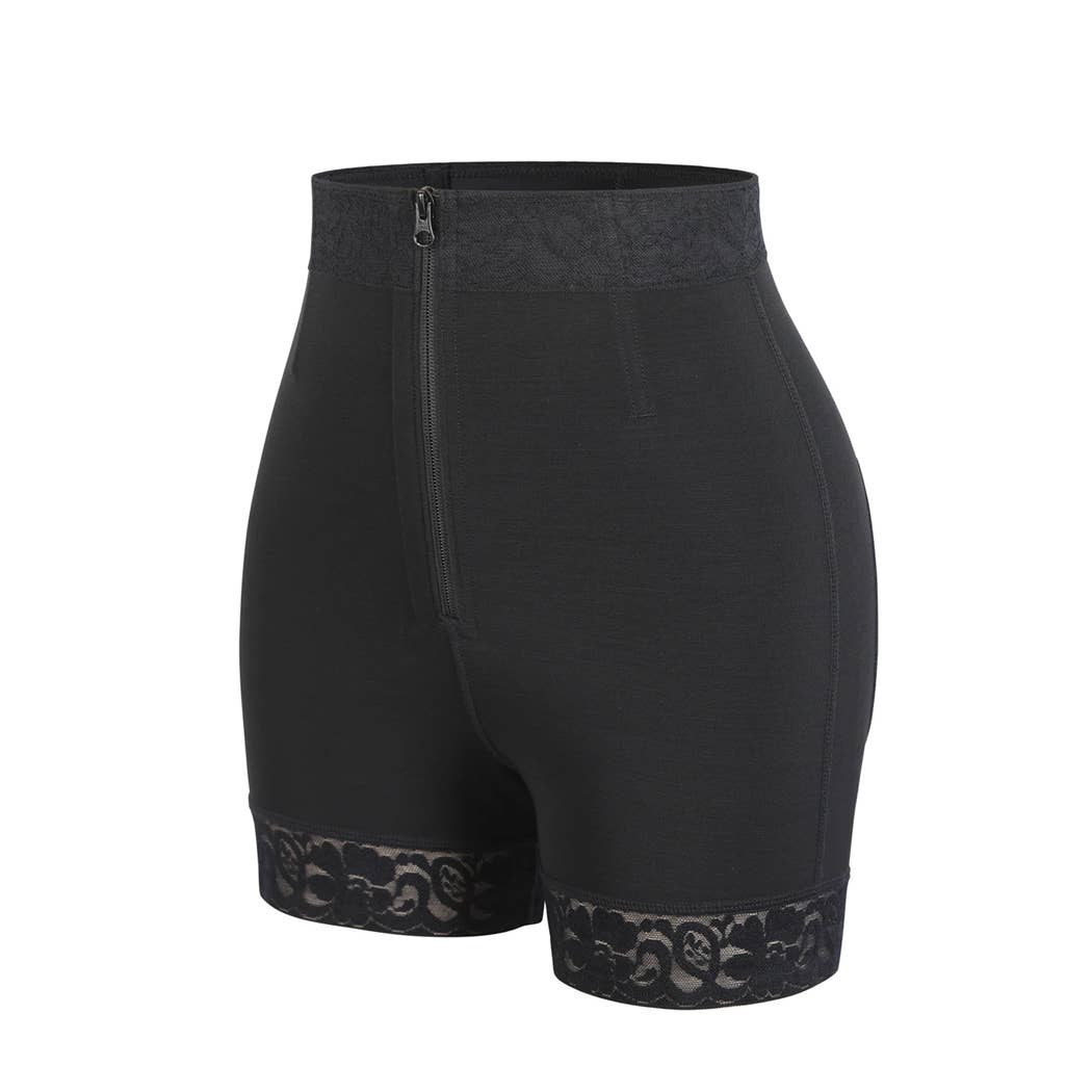 Curvy Fix - Wholesale Shapewear - Women's - Front Zipper Booty Lifting Shorts Lace Butt Curve Smoothing1