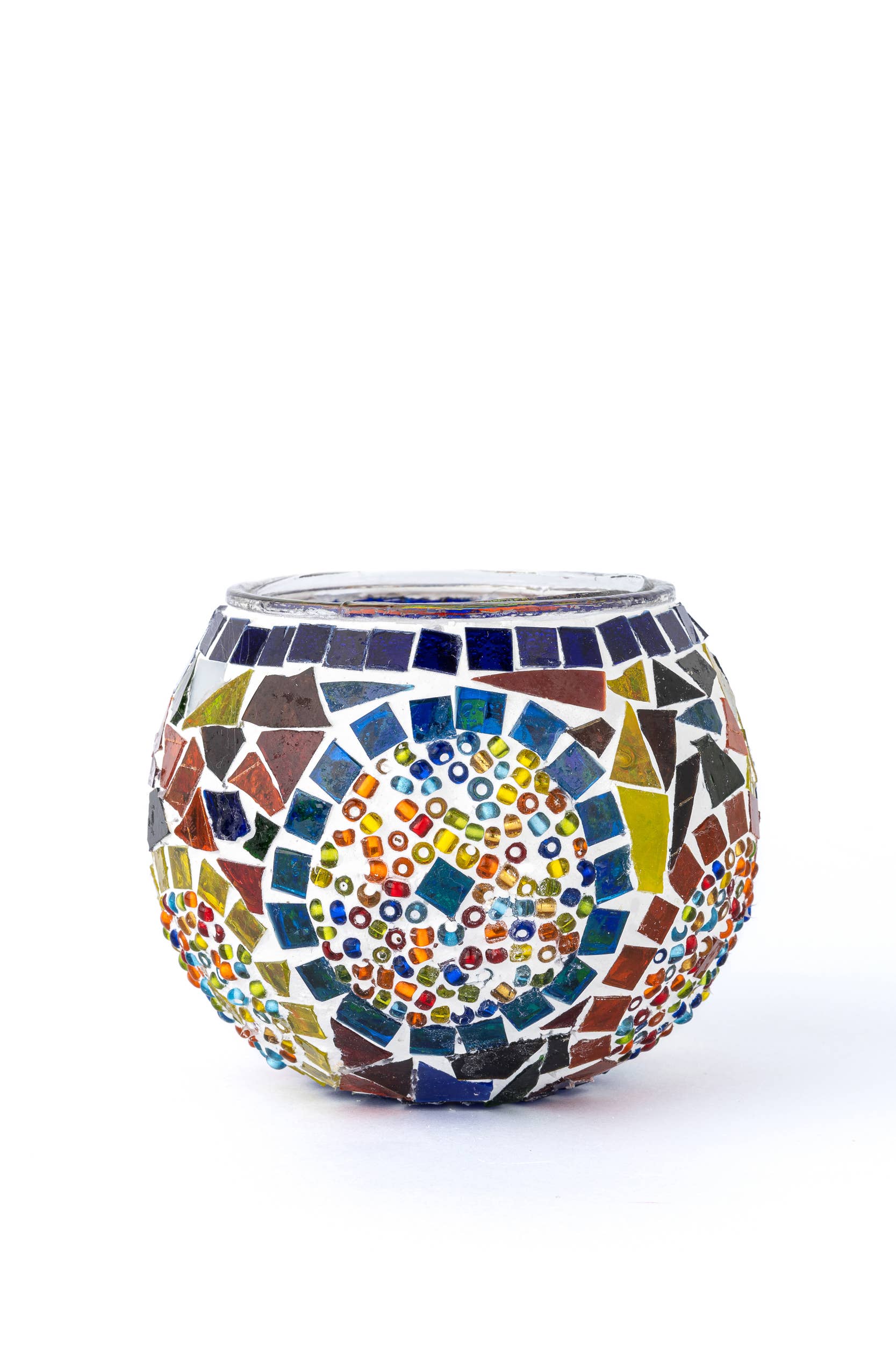 KAFTHAN - Wholesale Candle Holder - Large Mosaic Glass Candle Holders | Christmas Holiday Decor