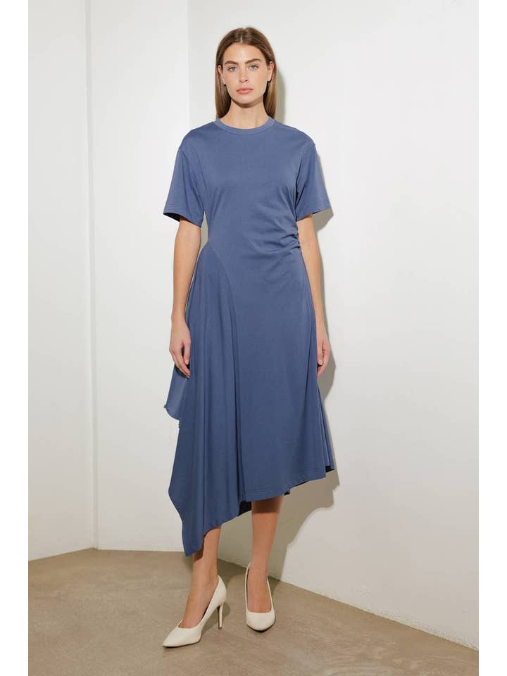 A solid knit midi dress - FD1032 SLATE BLUE for wholesale on Faire1