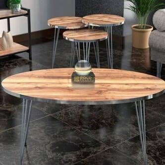 Conjunto de Mesas Laterais em Nogal com Mesa de Centro - 4 Peças Aninháveis por atacado de Woohoo Sleep Like a Bear