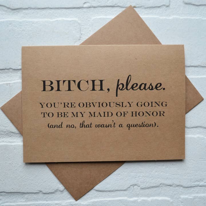 CARTA DI PROPOSTA DAMIGELLA D'ONORE BITCH PLEASE | FESTA DI NOZZE per la vendita all'ingrosso da parte di This & That Creations, INC.