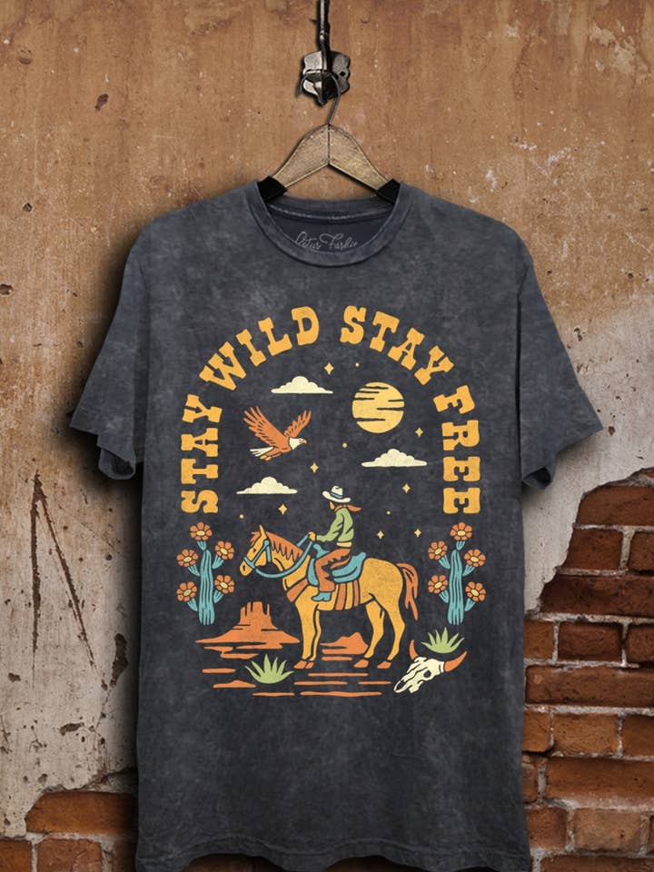 Lotus Fashion Collection - Wholesale T-Shirt (Graphic) - Women's - Stay Wild Stay Free Graphic Top