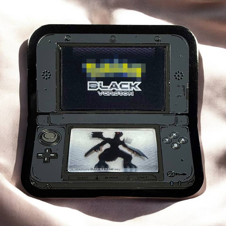 3DS 2.5" Lenticular Pokemon Black Pin for wholesale by GoopyGoblins