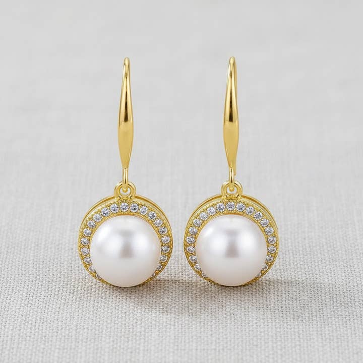Sötvattenspärla Zirkonia Krokar Örhängen för wholesale av camilla dovey